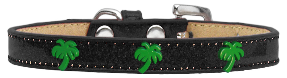 Green Palm Tree Widget Dog Collar Black Ice Cream Size 14